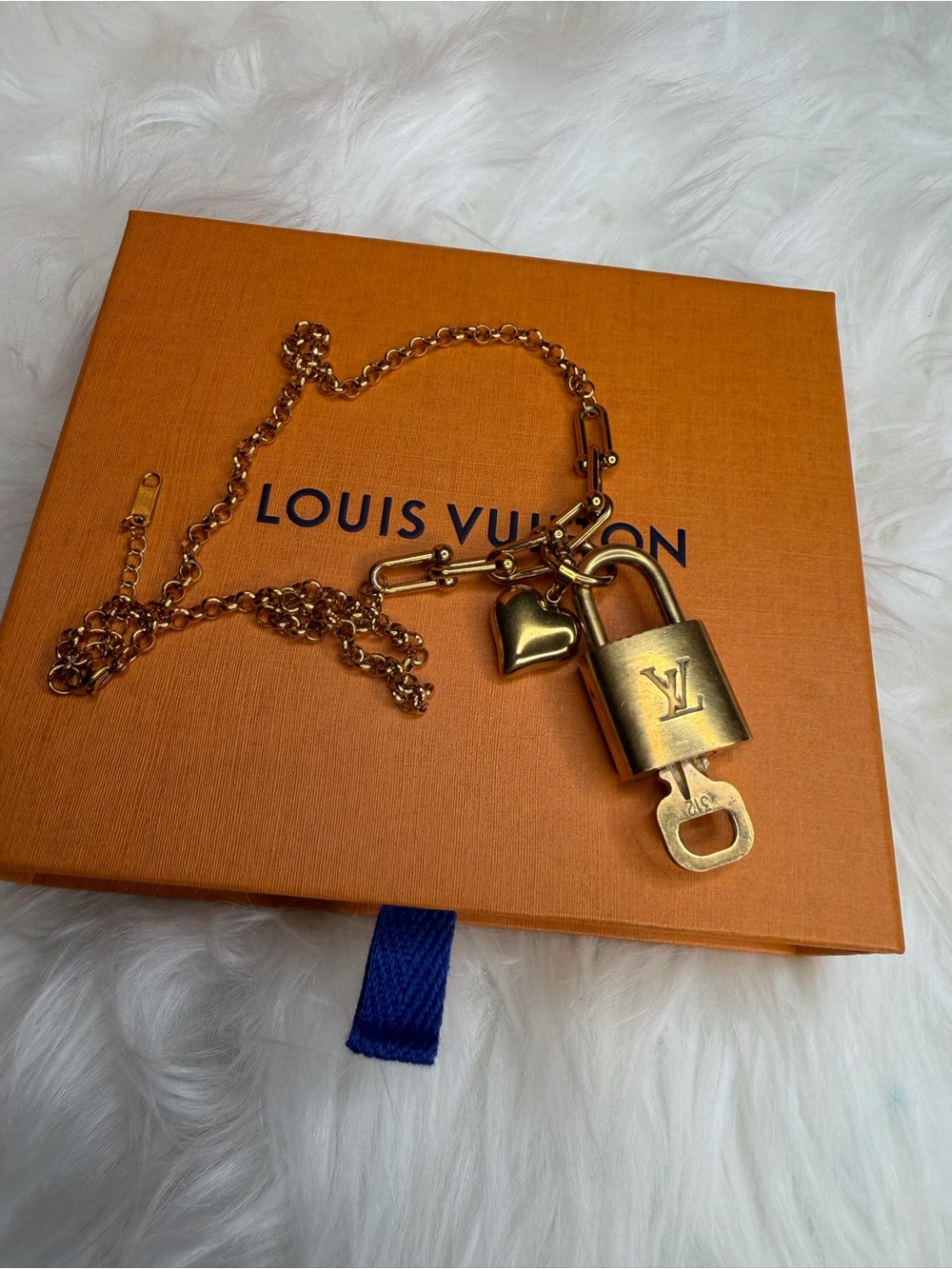 Louis Vuitton Lock and Key #312 and Heart Charm Necklace